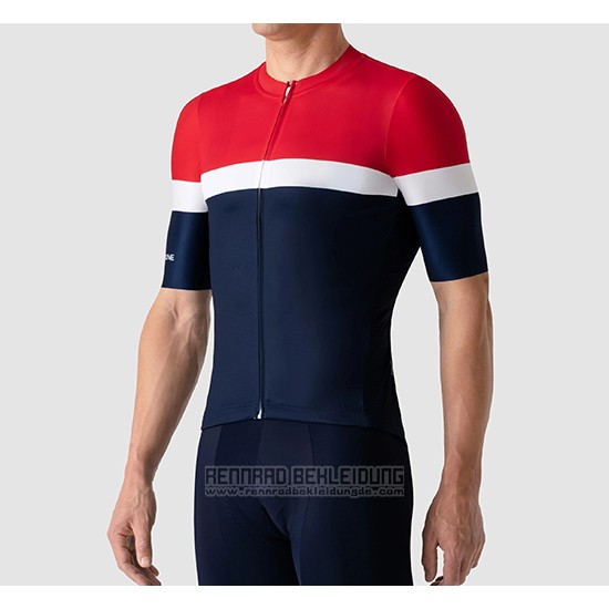 2019 Fahrradbekleidung La Passione Rot Wei Blau Trikot Kurzarm und Tragerhose